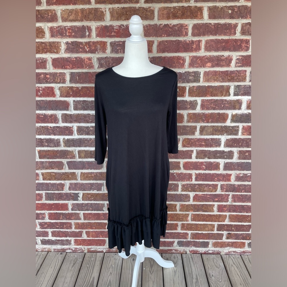 Women’s Black Zenana Outfitters 3/4 Sleeve Thin Long Tunic Or Dress Size Medium